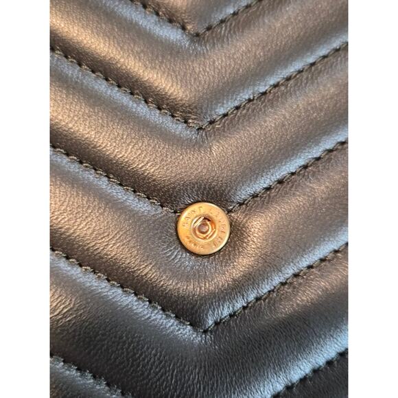 Saint Laurent Dark Olive Monogram Clutch Chevron Quilted Leather | Gold Hardware - Picture 8 of 8